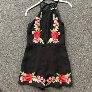 Black floral romper